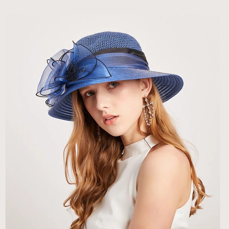 Summer hats for women Organza flower mesh sunshade hat vacation beach hat wide brimmed sun hat Sun protection sombreros de mujer - PratSN