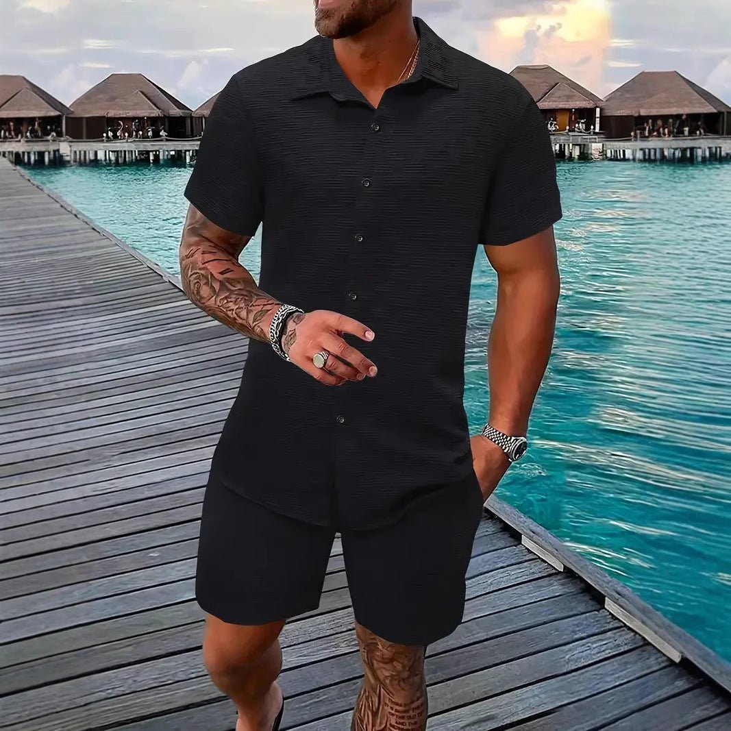 Summer Jacquard Black And White Solid Color Suit - PratSN