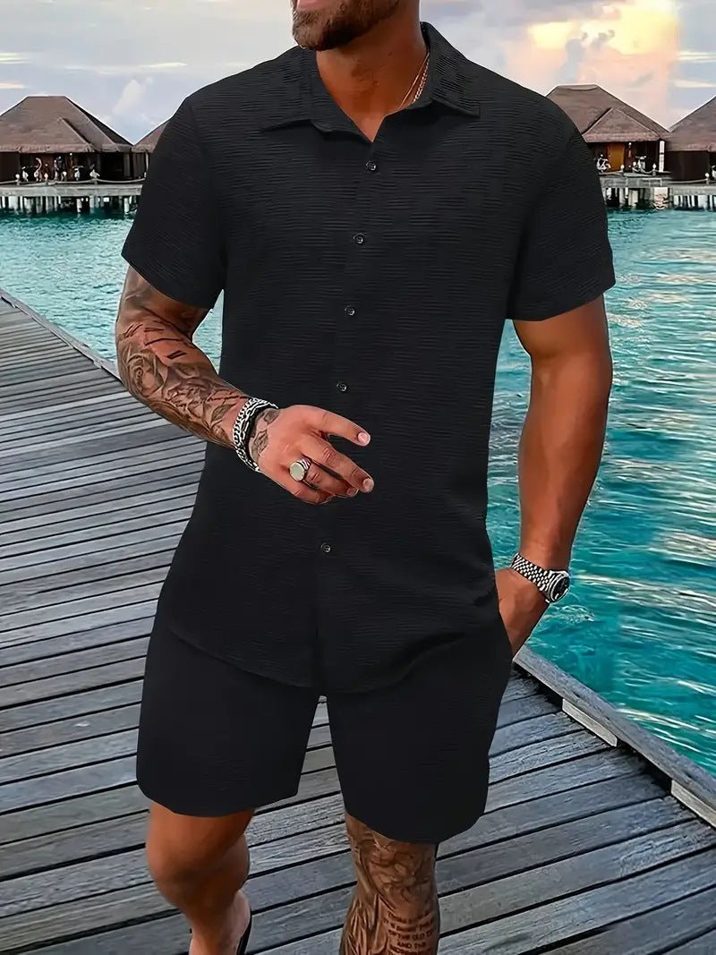 Summer Jacquard Black And White Solid Color Suit - PratSN