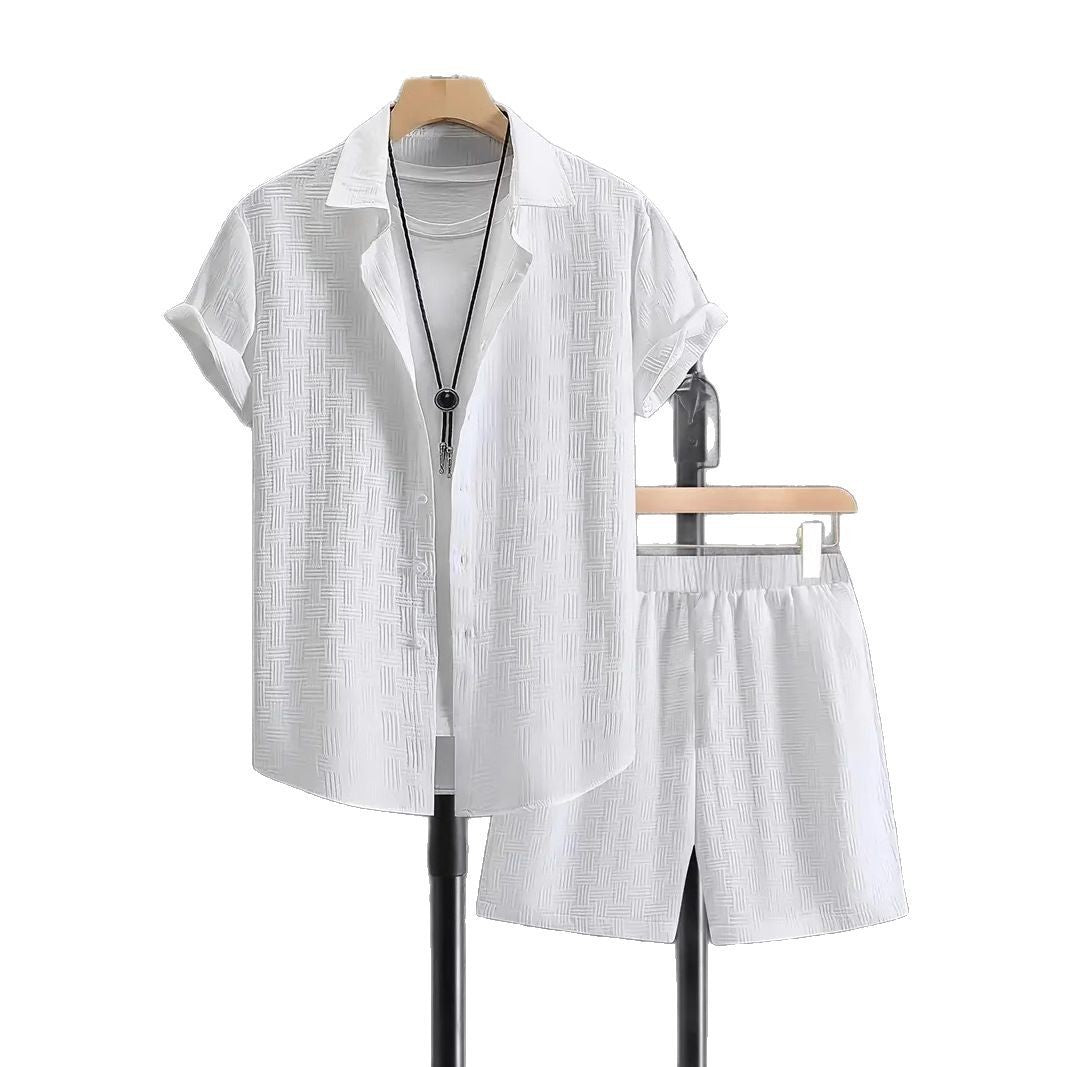 Summer Jacquard Black And White Solid Color Suit - PratSN