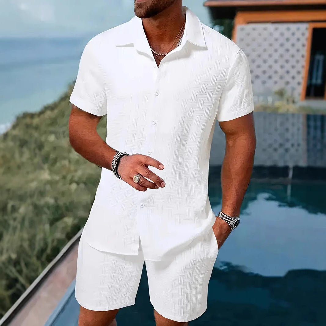 Summer Jacquard Black And White Solid Color Suit - PratSN