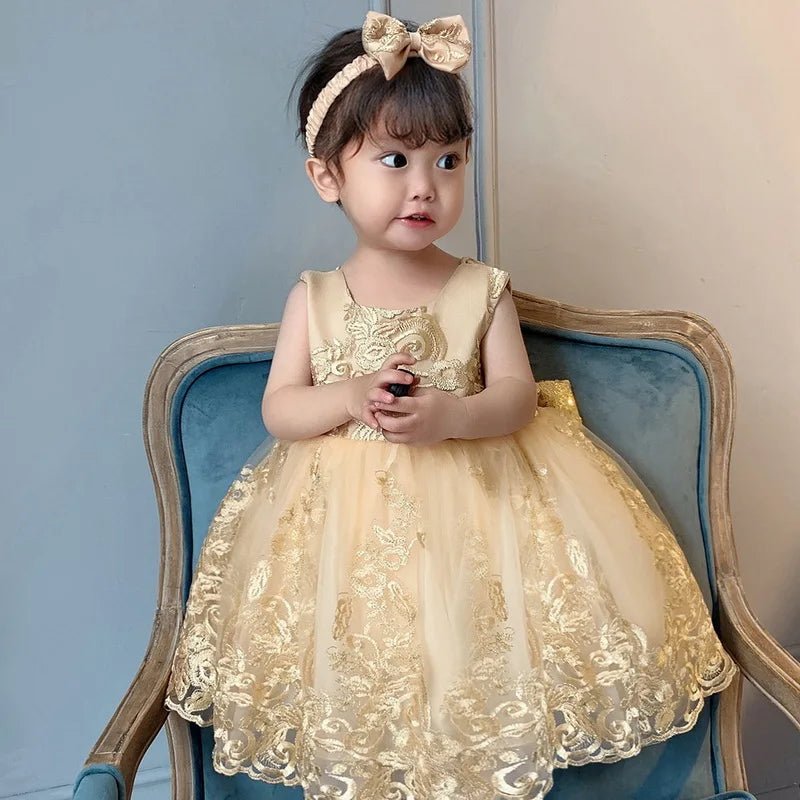 Summer Kids Girls Party Dress Sleeveless Sequins Sashes Princess Dress Wedding Perform Birthday E8557 - PratSN