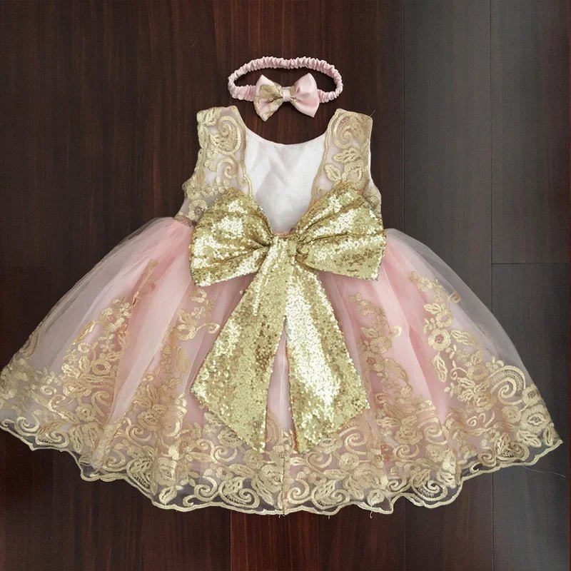 Summer Kids Girls Party Dress Sleeveless Sequins Sashes Princess Dress Wedding Perform Birthday E8557 - PratSN