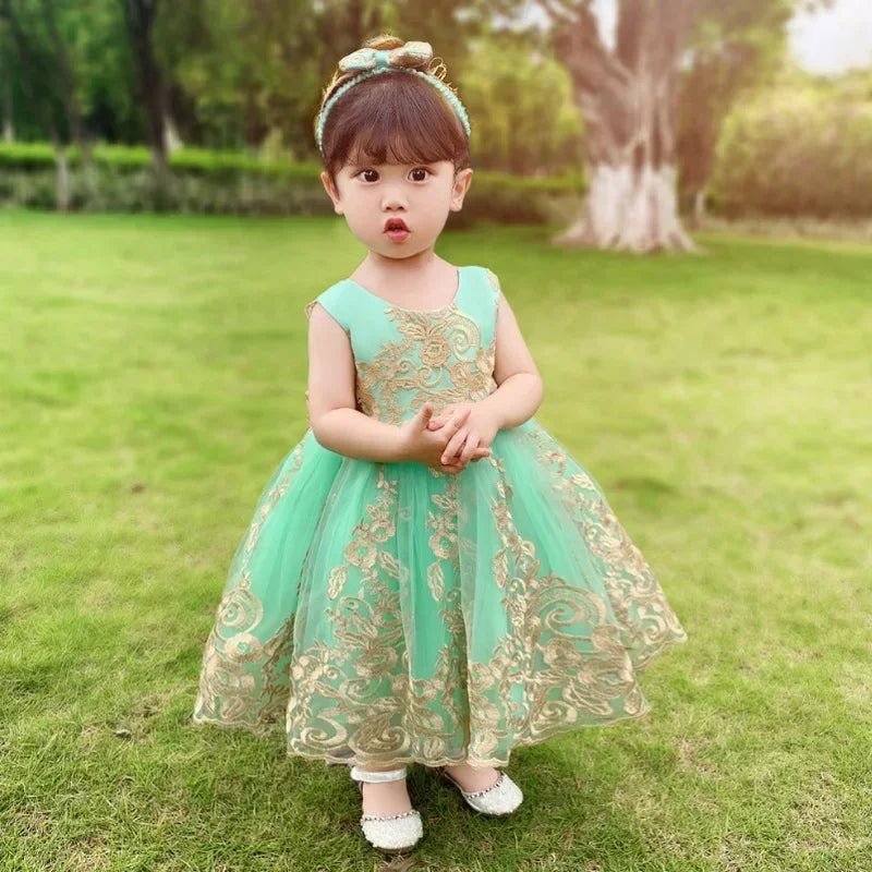 Summer Kids Girls Party Dress Sleeveless Sequins Sashes Princess Dress Wedding Perform Birthday E8557 - PratSN