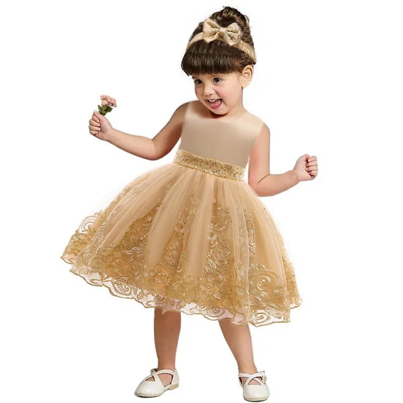 Summer Kids Girls Party Dress Sleeveless Sequins Sashes Princess Dress Wedding Perform Birthday E8557 - PratSN
