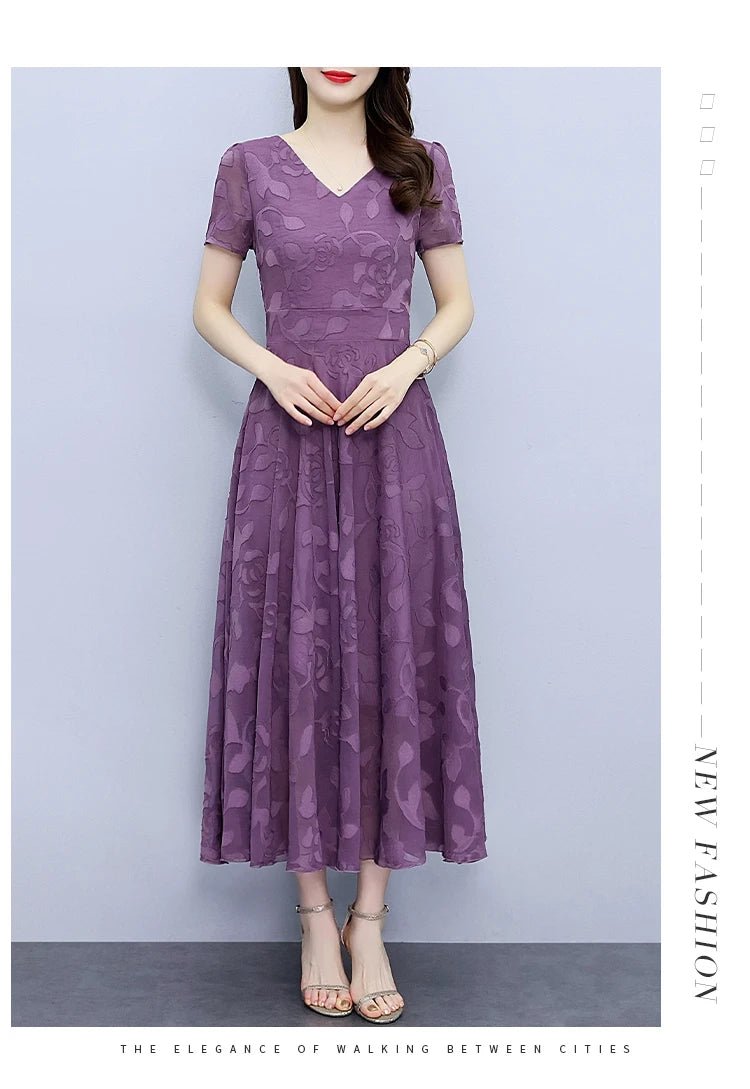 Summer Luxury Chic Prom Party Dress Women Fashion Elegant Bodycon Night Long Vestido 2024 Vintage Solid Casual Chiffon Maxi Robe - PratSN