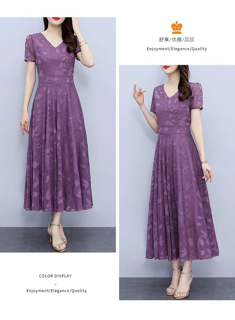 Summer Luxury Chic Prom Party Dress Women Fashion Elegant Bodycon Night Long Vestido 2024 Vintage Solid Casual Chiffon Maxi Robe - PratSN