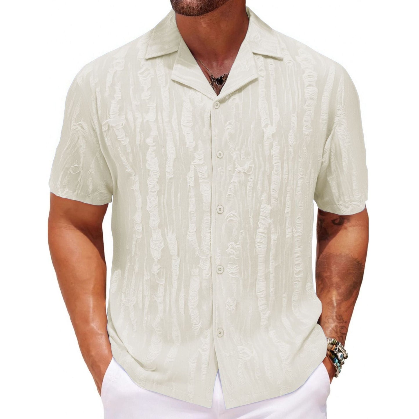 Summer Men's Shirt Cuban Collar - PratSN