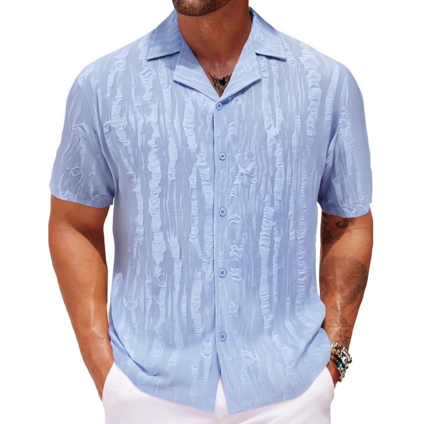 Summer Men's Shirt Cuban Collar - PratSN