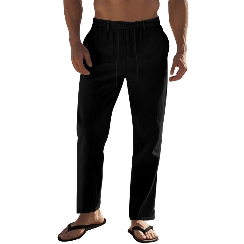 Summer New Linen Casual Pants Elastic Waist Beach Pants Lightweight Drawstring Summer Yoga Pants Solid Color Beach Pants - PratSN