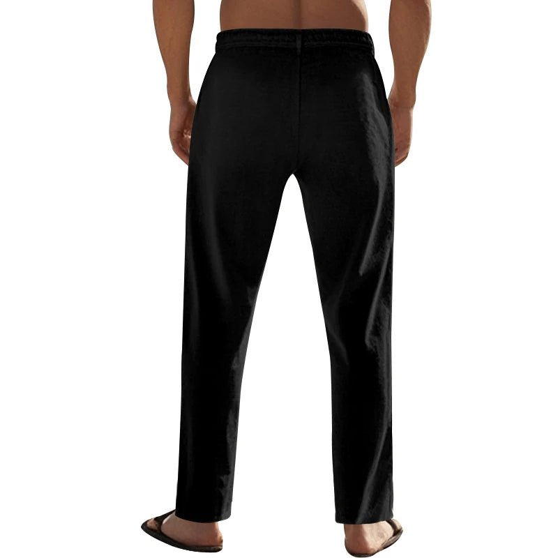 Summer New Linen Casual Pants Elastic Waist Beach Pants Lightweight Drawstring Summer Yoga Pants Solid Color Beach Pants - PratSN