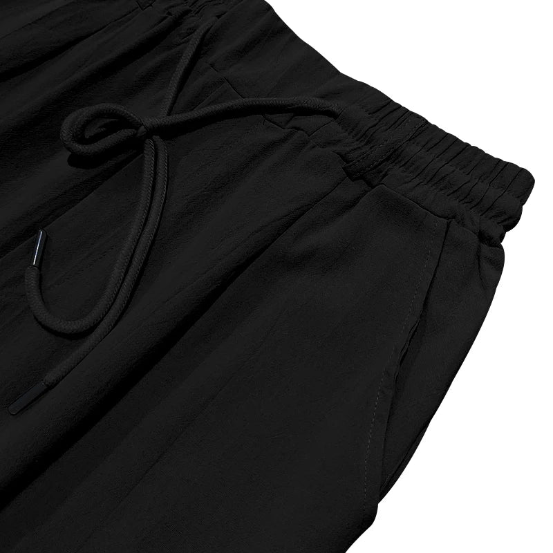 Summer New Linen Casual Pants Elastic Waist Beach Pants Lightweight Drawstring Summer Yoga Pants Solid Color Beach Pants - PratSN