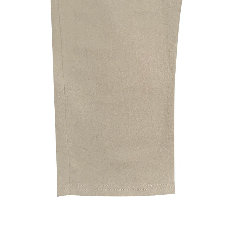 Summer New Linen Casual Pants Elastic Waist Beach Pants Lightweight Drawstring Summer Yoga Pants Solid Color Beach Pants - PratSN