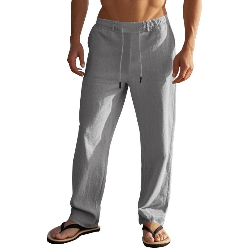 Summer New Linen Casual Pants Elastic Waist Beach Pants Lightweight Drawstring Summer Yoga Pants Solid Color Beach Pants - PratSN
