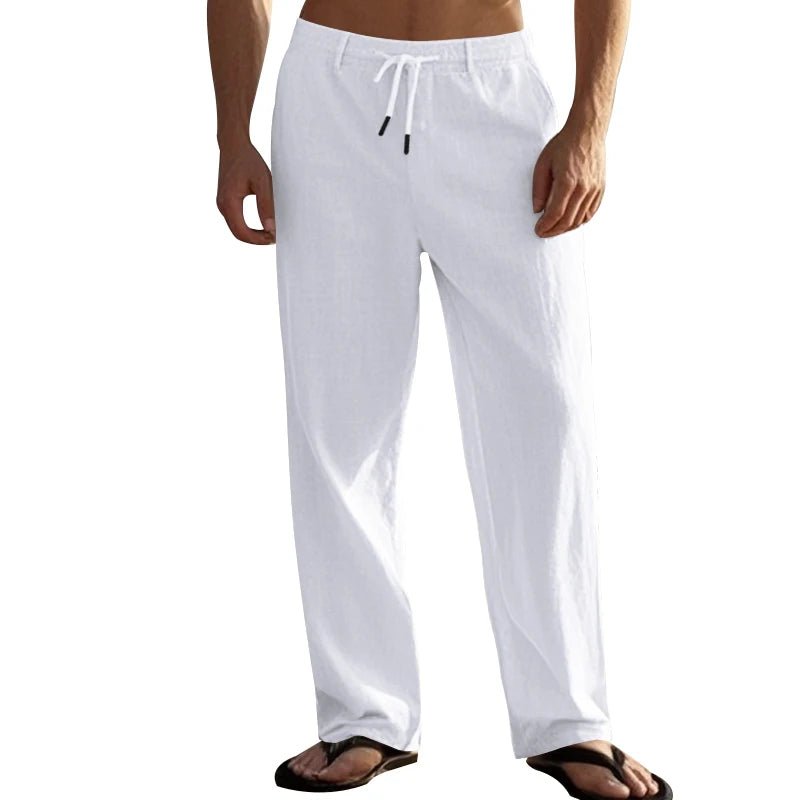 Summer New Linen Casual Pants Elastic Waist Beach Pants Lightweight Drawstring Summer Yoga Pants Solid Color Beach Pants - PratSN