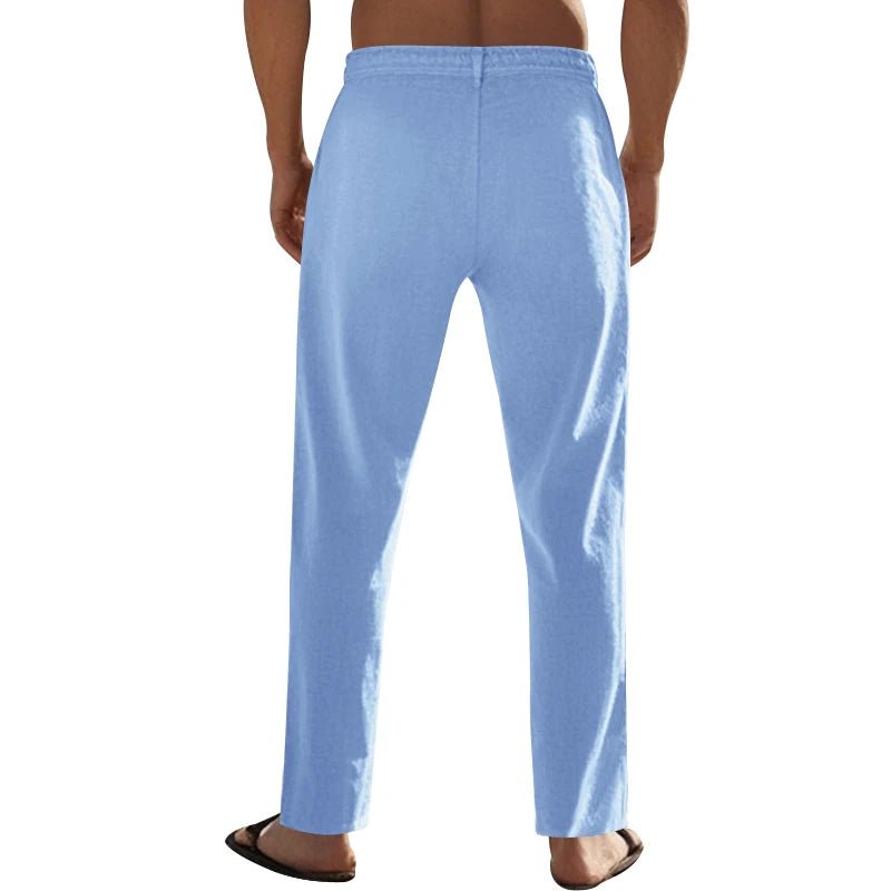 Summer New Linen Casual Pants Elastic Waist Beach Pants Lightweight Drawstring Summer Yoga Pants Solid Color Beach Pants - PratSN