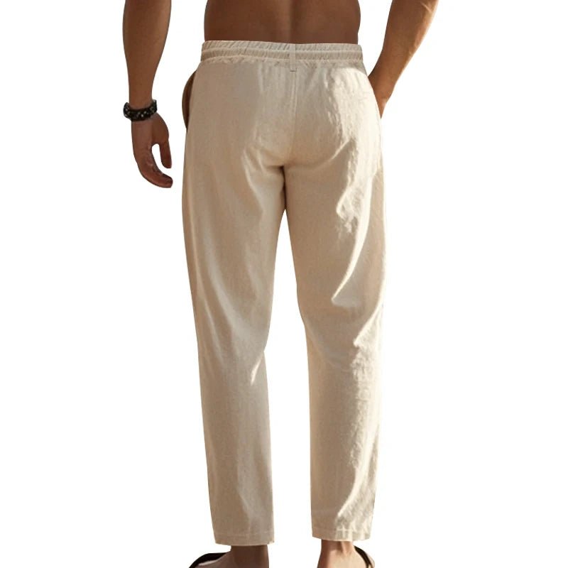 Summer New Linen Casual Pants Elastic Waist Beach Pants Lightweight Drawstring Summer Yoga Pants Solid Color Beach Pants - PratSN