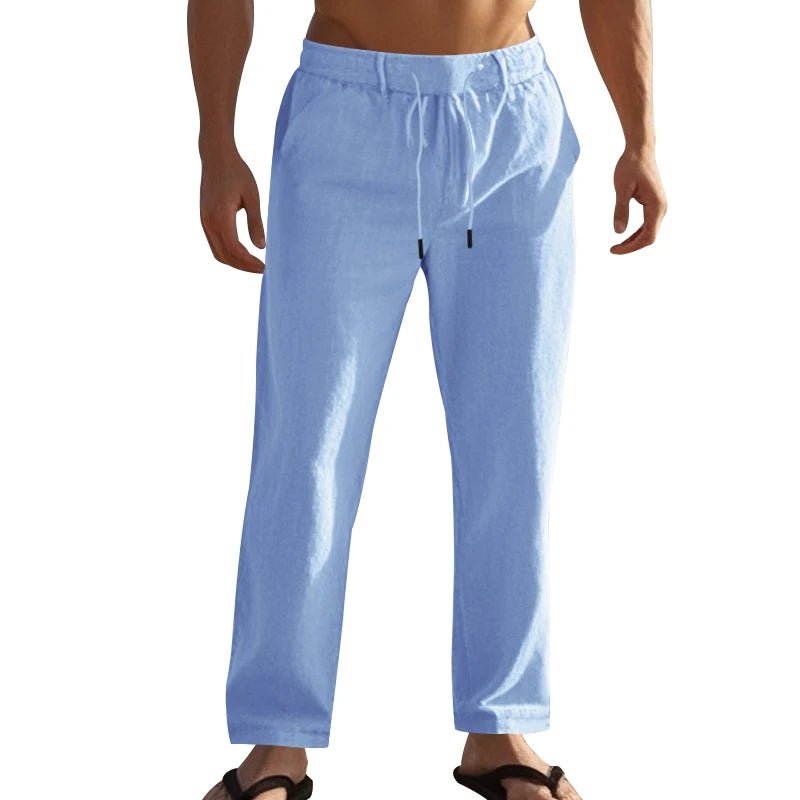 Summer New Linen Casual Pants Elastic Waist Beach Pants Lightweight Drawstring Summer Yoga Pants Solid Color Beach Pants - PratSN