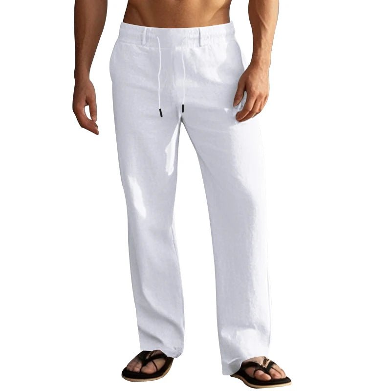 Summer New Linen Casual Pants Elastic Waist Beach Pants Lightweight Drawstring Summer Yoga Pants Solid Color Beach Pants - PratSN