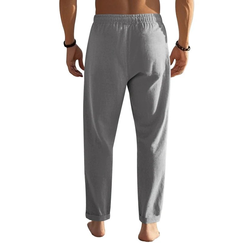 Summer New Linen Casual Pants Elastic Waist Beach Pants Lightweight Drawstring Summer Yoga Pants Solid Color Beach Pants - PratSN