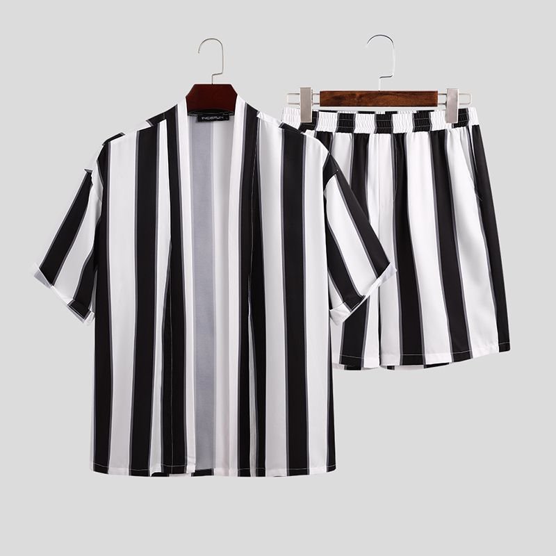 Summer Short Men's Striped Beach Pajamas Suit - PratSN