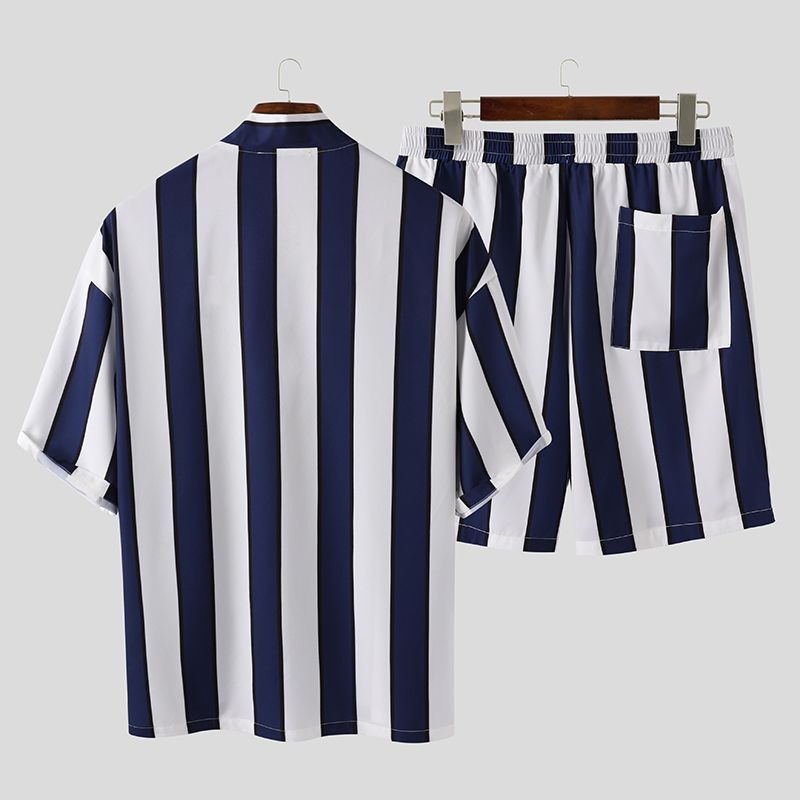 Summer Short Men's Striped Beach Pajamas Suit - PratSN