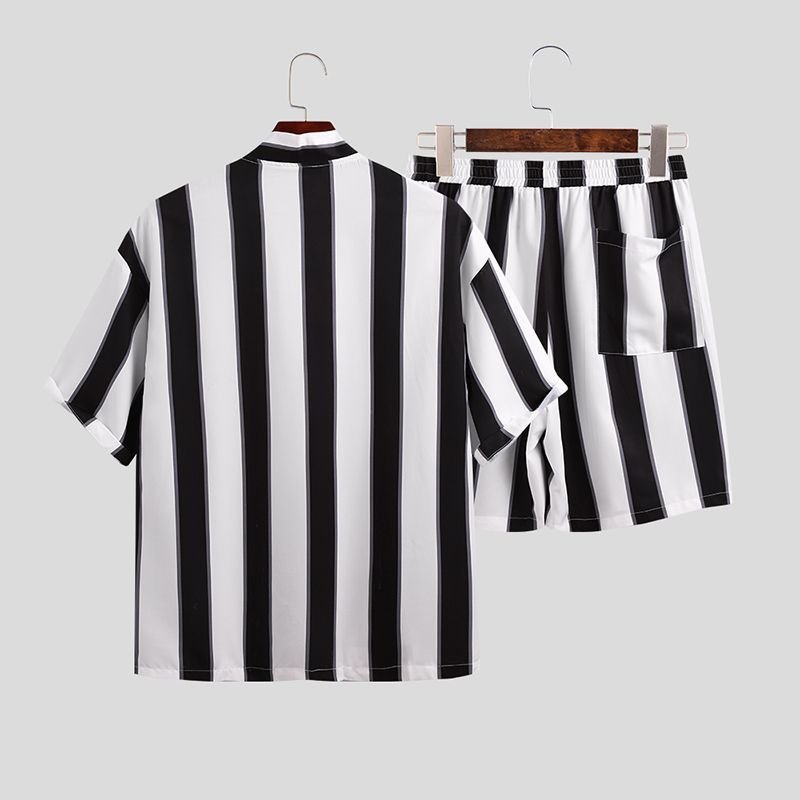 Summer Short Men's Striped Beach Pajamas Suit - PratSN