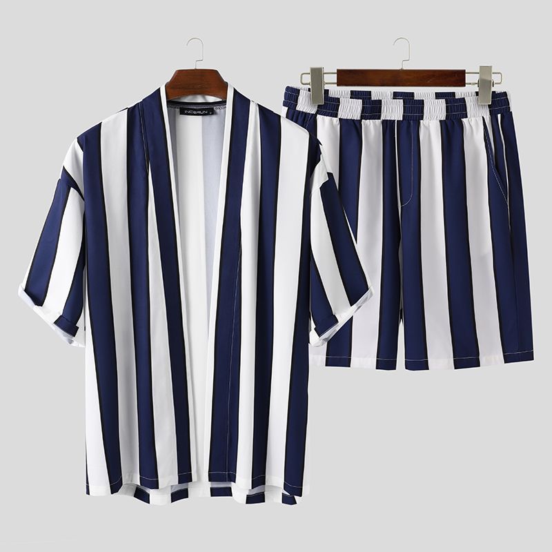 Summer Short Men's Striped Beach Pajamas Suit - PratSN