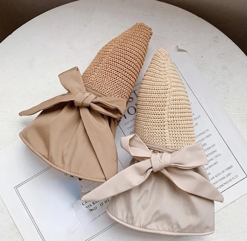 Summer Sun Hat Women Straw Woven Anti Ultraviolet Sun Visor Cap with Big Brim Seaside Black Glue Breathable Bucket Hat Korea Sty - PratSN