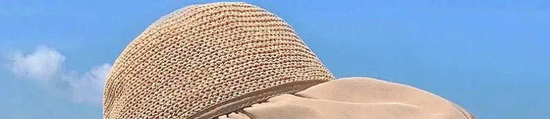 Summer Sun Hat Women Straw Woven Anti Ultraviolet Sun Visor Cap with Big Brim Seaside Black Glue Breathable Bucket Hat Korea Sty - PratSN