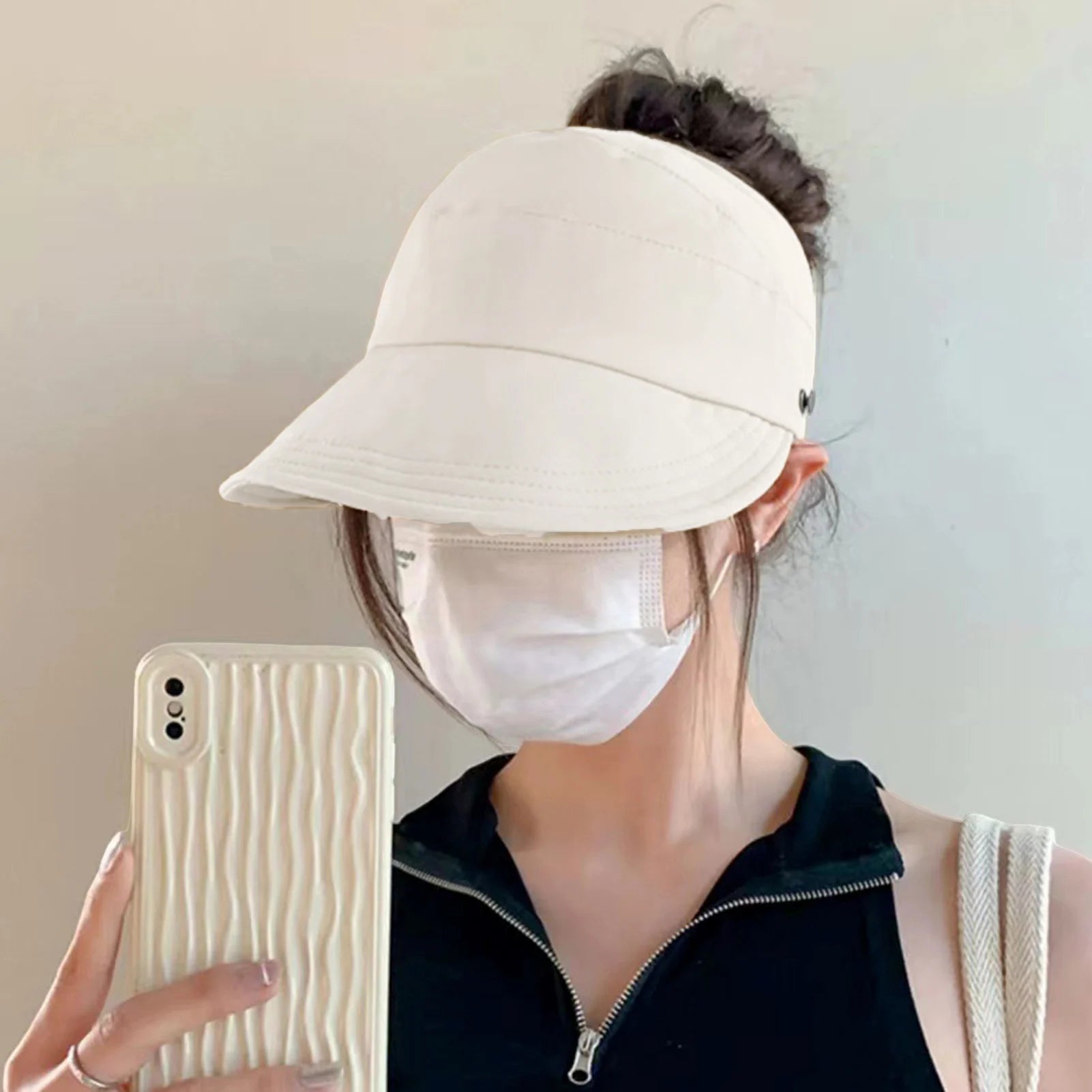 Summer Sun Hats for women Adjustable Large Brim Breathable Ponytail Empty Top Casual Beach Hat for Outdoor Sports Hiking Travel - PratSN