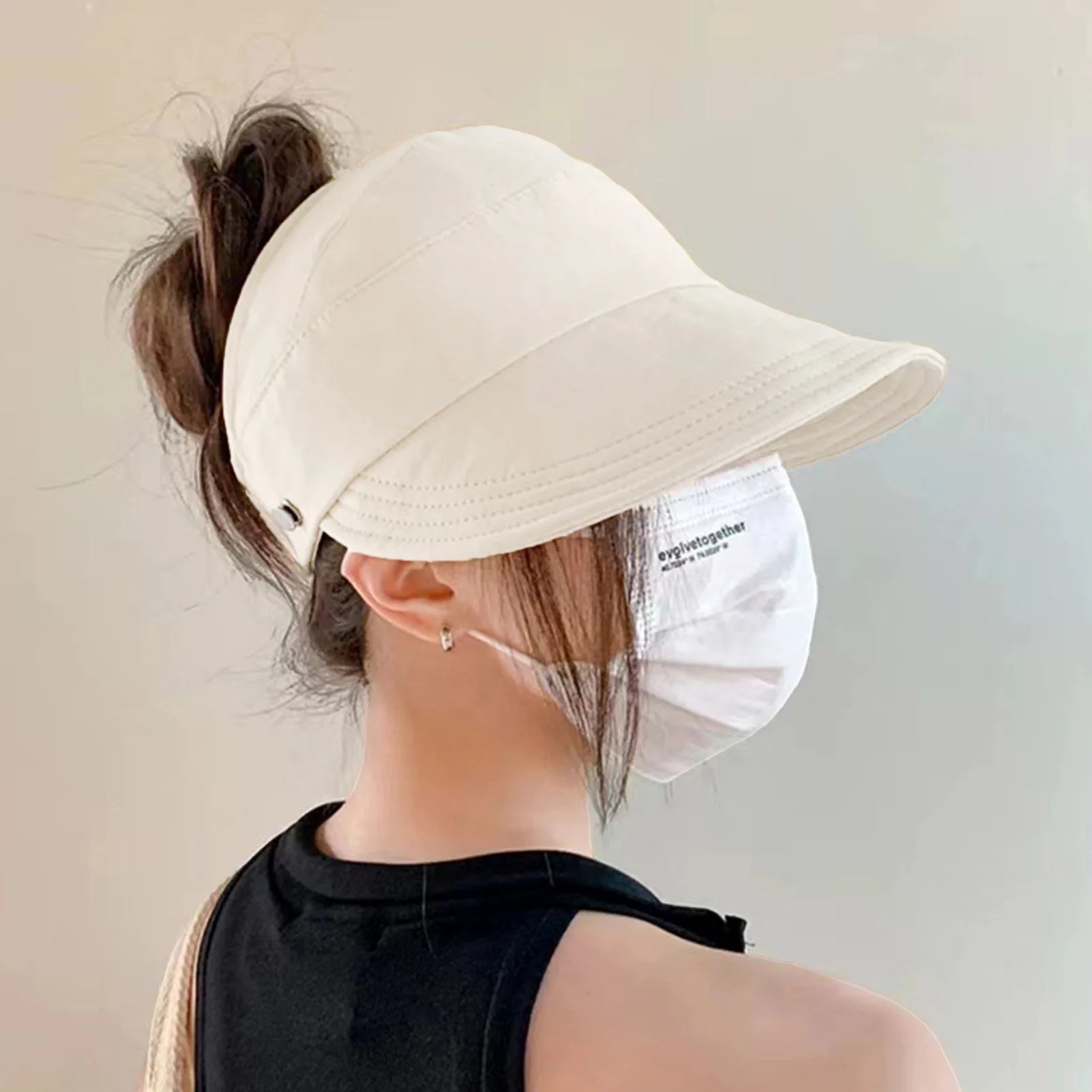 Summer Sun Hats for women Adjustable Large Brim Breathable Ponytail Empty Top Casual Beach Hat for Outdoor Sports Hiking Travel - PratSN