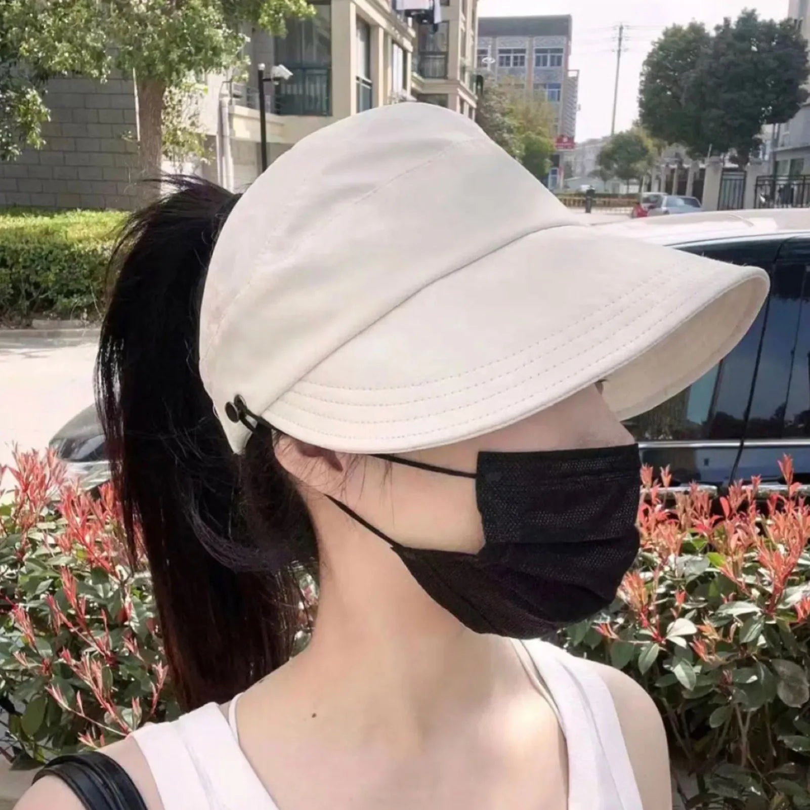 Summer Sun Hats for women Adjustable Large Brim Breathable Ponytail Empty Top Casual Beach Hat for Outdoor Sports Hiking Travel - PratSN