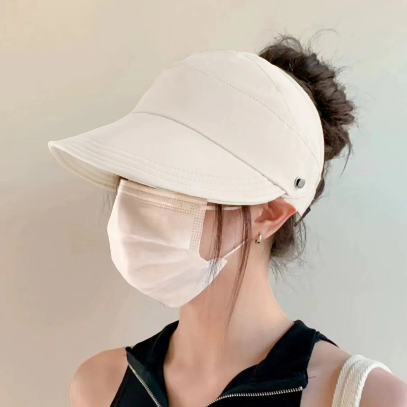 Summer Sun Hats for women Adjustable Large Brim Breathable Ponytail Empty Top Casual Beach Hat for Outdoor Sports Hiking Travel - PratSN