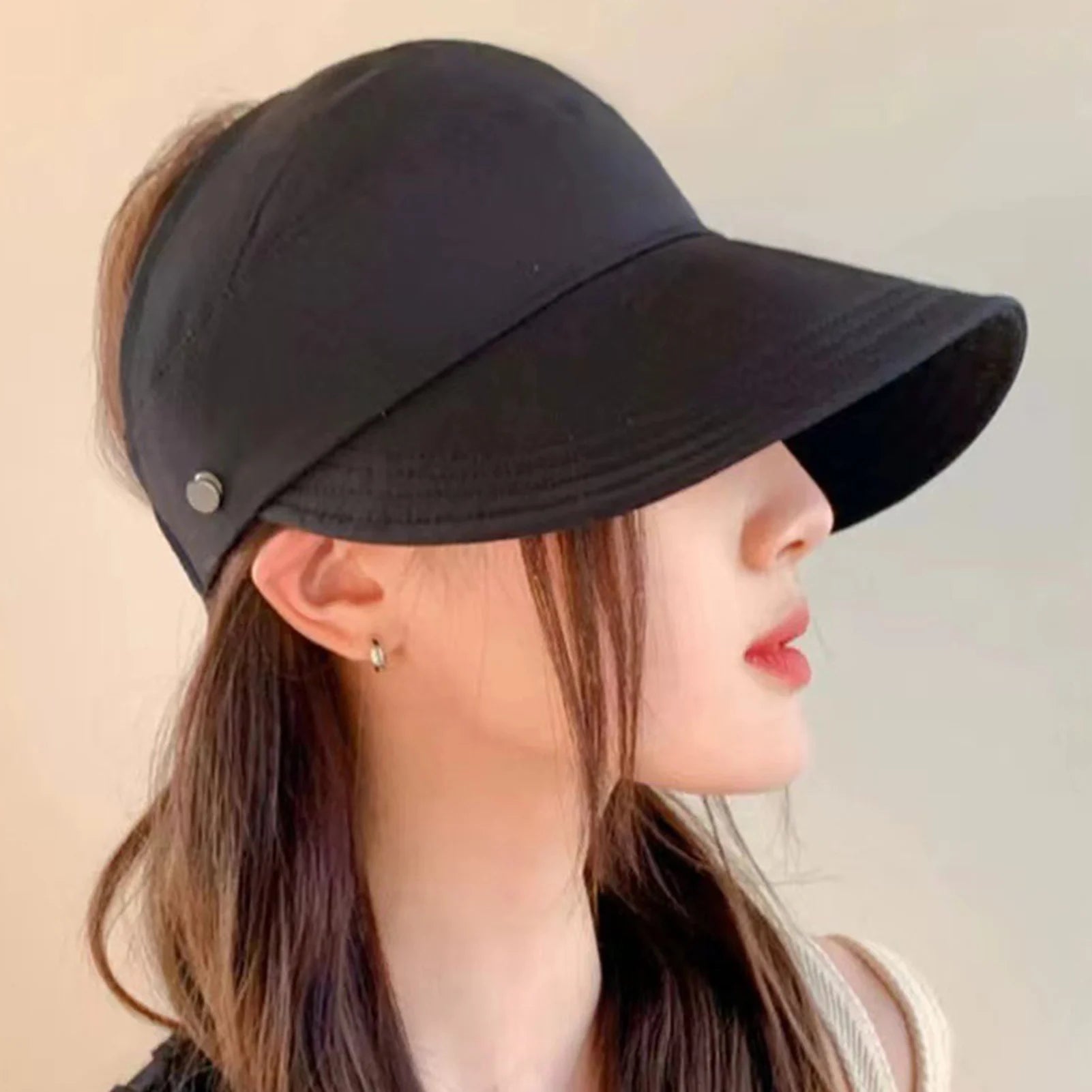 Summer Sun Hats for women Adjustable Large Brim Breathable Ponytail Empty Top Casual Beach Hat for Outdoor Sports Hiking Travel - PratSN