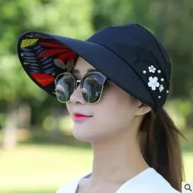 Summer Sun Protection Folding Sun Hat For Women Wide Brim Cap Ladies Beach Visor Hat Girl Holiday UV Protection Sun Hat - PratSN