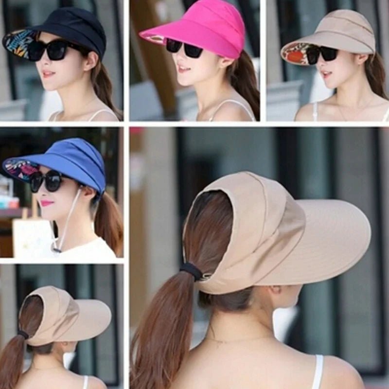 Summer Sun Protection Folding Sun Hat For Women Wide Brim Cap Ladies Beach Visor Hat Girl Holiday UV Protection Sun Hat - PratSN