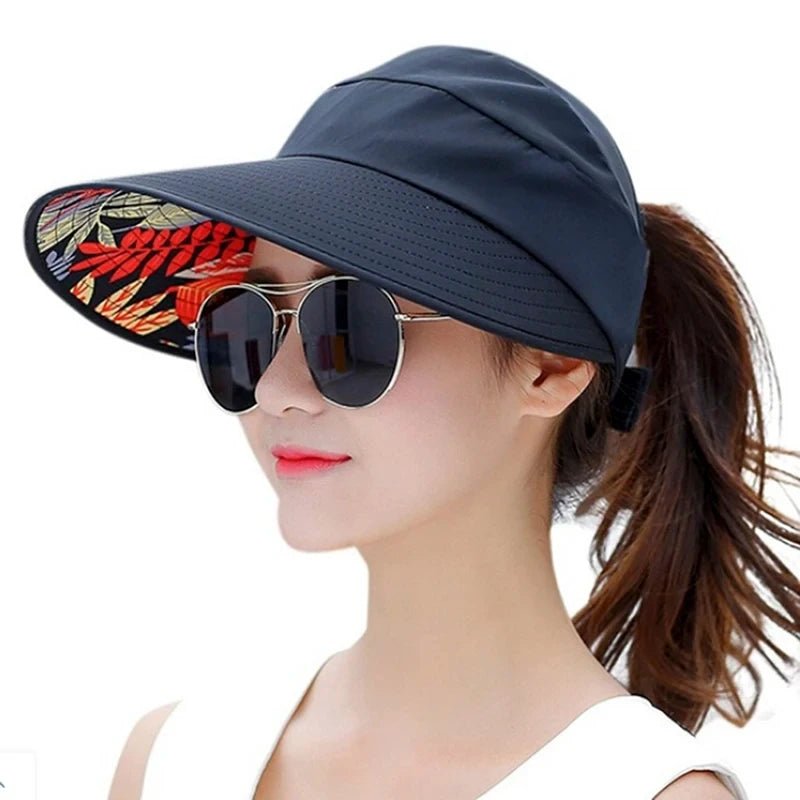 Summer Sun Protection Folding Sun Hat For Women Wide Brim Cap Ladies Beach Visor Hat Girl Holiday UV Protection Sun Hat - PratSN