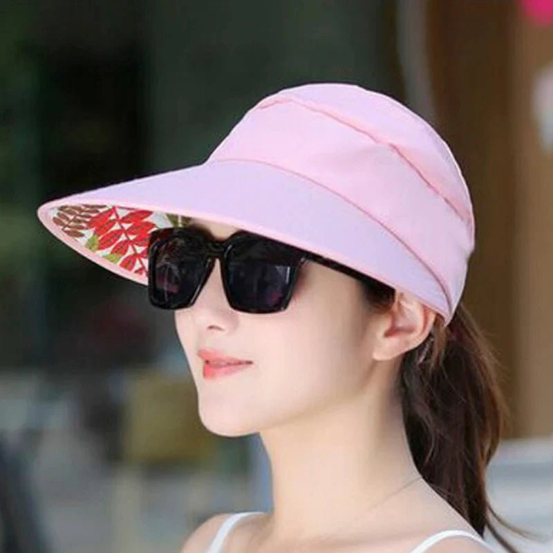 Summer Sun Protection Folding Sun Hat For Women Wide Brim Cap Ladies Beach Visor Hat Girl Holiday UV Protection Sun Hat - PratSN
