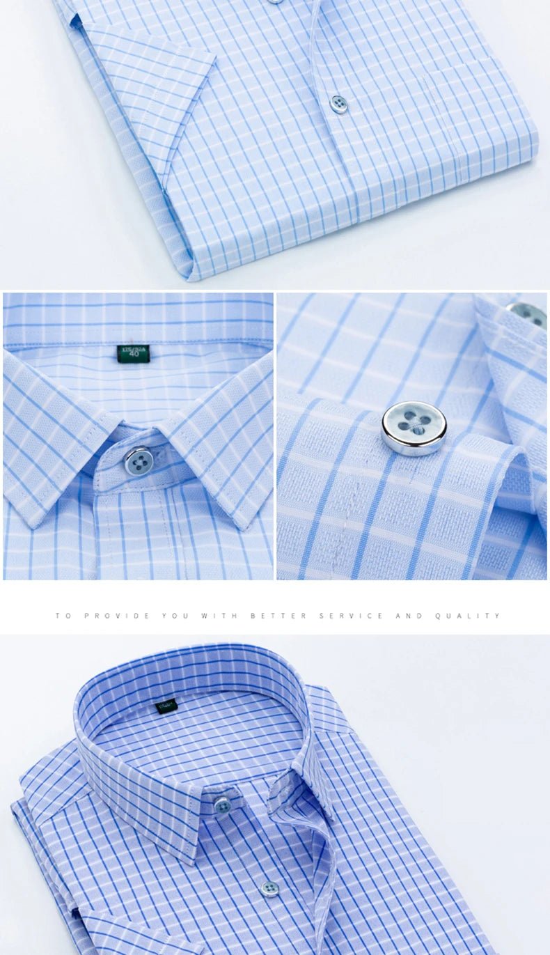 Summer Thin Men's Short - sleeved Shirts 2024 New Middle - aged Shirts Business Casual Male Clothing Large Size 5XL Tees 5Colors - PratSN
