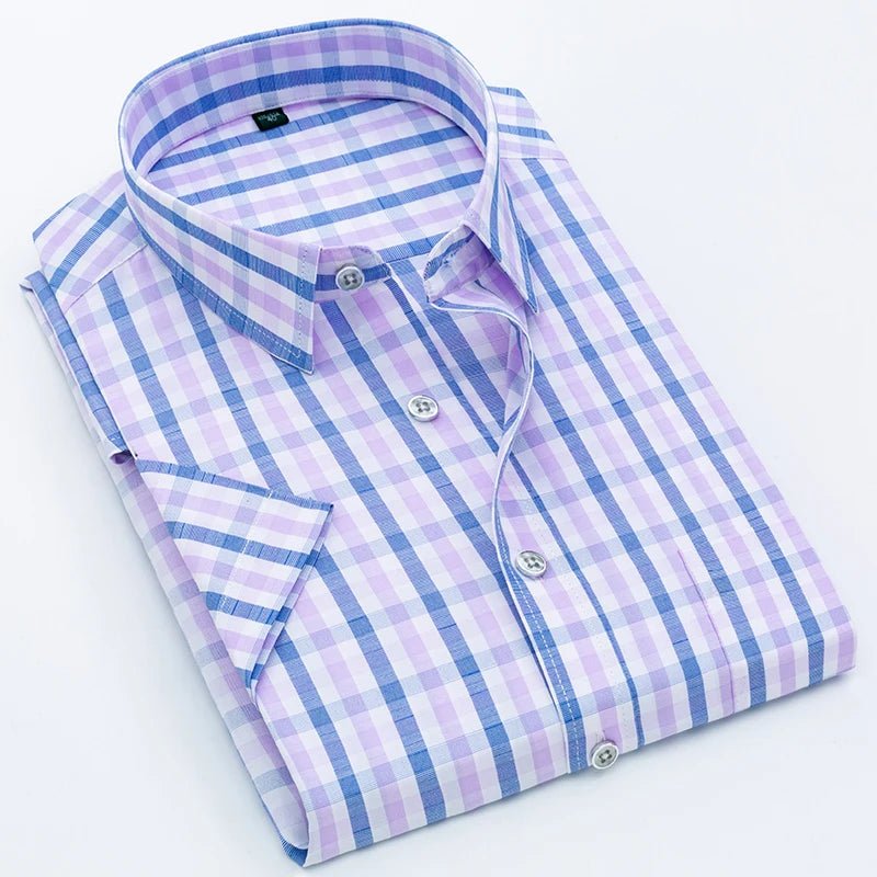 Summer Thin Men's Short - sleeved Shirts 2024 New Middle - aged Shirts Business Casual Male Clothing Large Size 5XL Tees 5Colors - PratSN