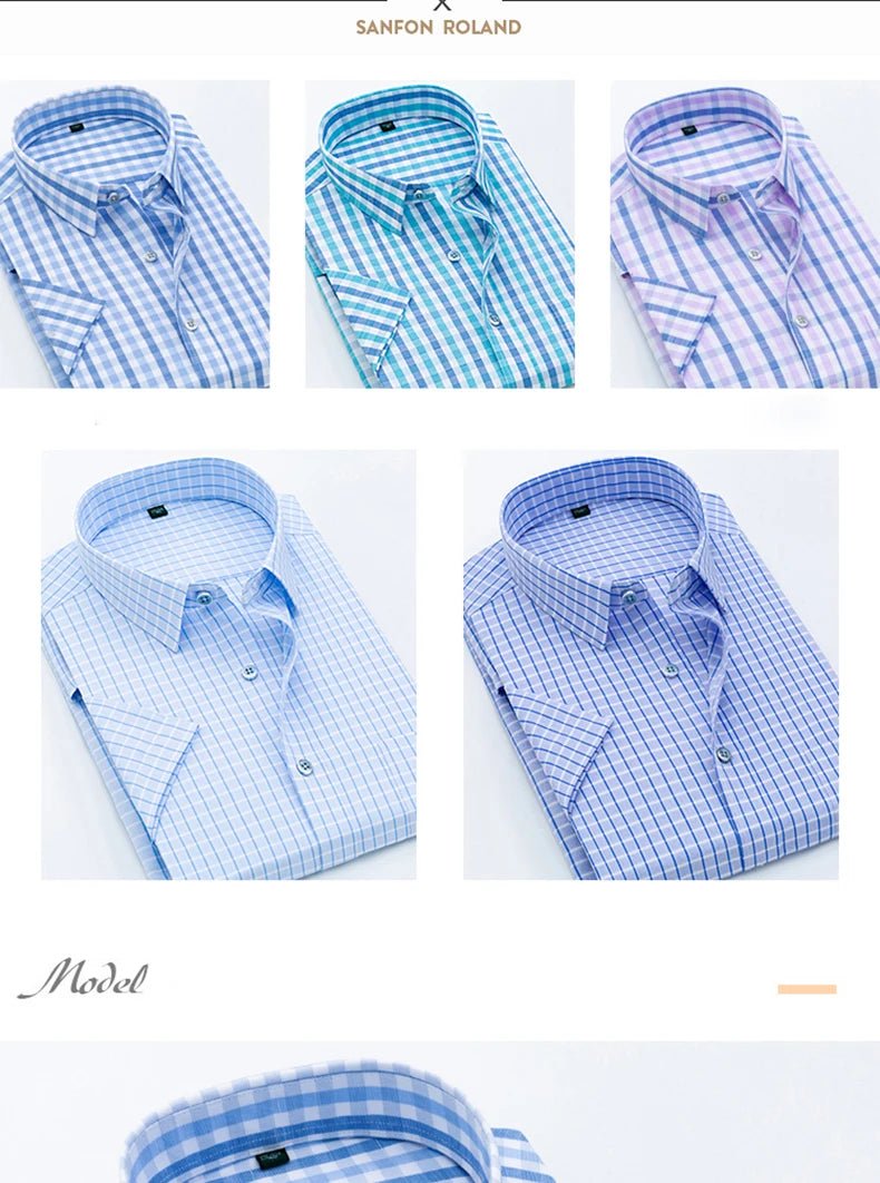 Summer Thin Men's Short - sleeved Shirts 2024 New Middle - aged Shirts Business Casual Male Clothing Large Size 5XL Tees 5Colors - PratSN