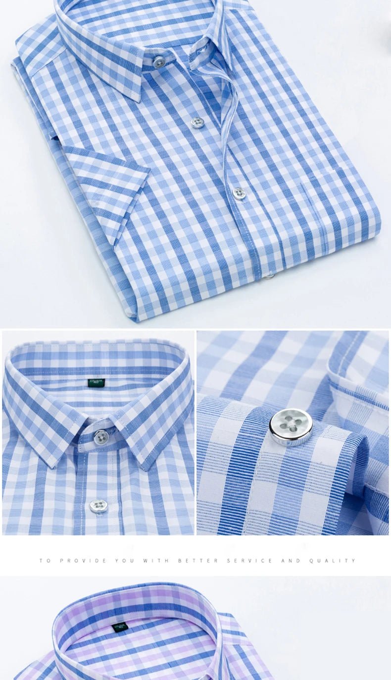 Summer Thin Men's Short - sleeved Shirts 2024 New Middle - aged Shirts Business Casual Male Clothing Large Size 5XL Tees 5Colors - PratSN