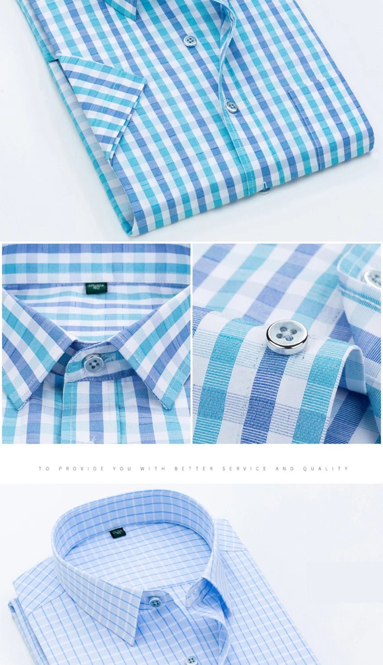 Summer Thin Men's Short - sleeved Shirts 2024 New Middle - aged Shirts Business Casual Male Clothing Large Size 5XL Tees 5Colors - PratSN