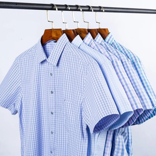 Summer Thin Men's Short - sleeved Shirts 2024 New Middle - aged Shirts Business Casual Male Clothing Large Size 5XL Tees 5Colors - PratSN