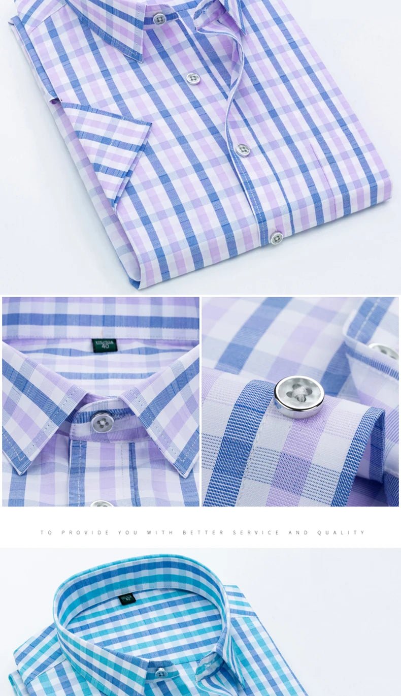 Summer Thin Men's Short - sleeved Shirts 2024 New Middle - aged Shirts Business Casual Male Clothing Large Size 5XL Tees 5Colors - PratSN