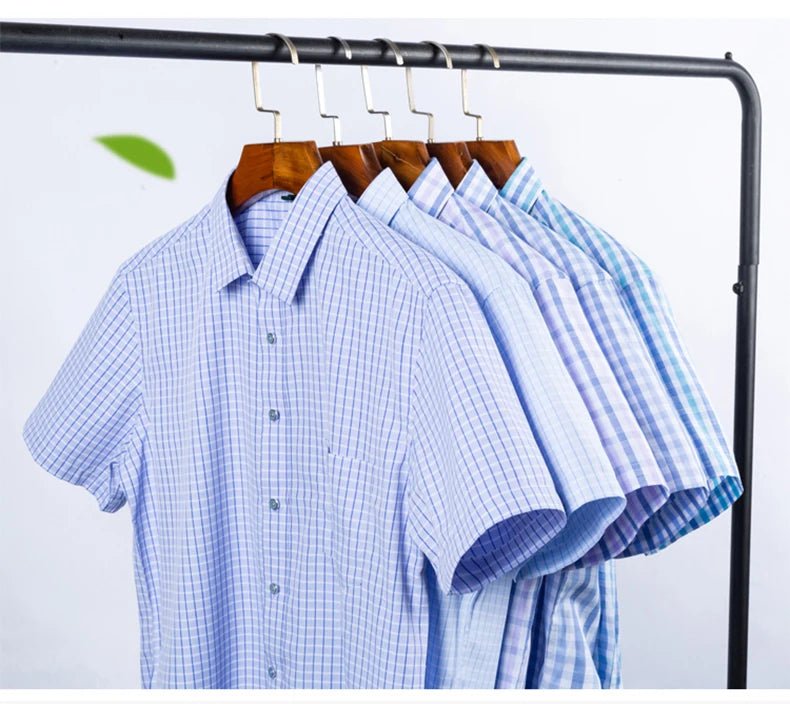 Summer Thin Men's Short - sleeved Shirts 2024 New Middle - aged Shirts Business Casual Male Clothing Large Size 5XL Tees 5Colors - PratSN