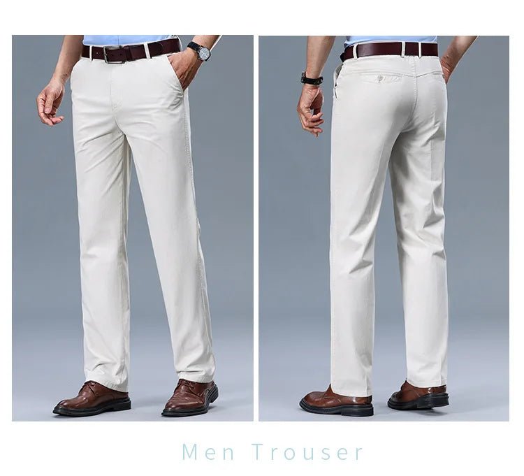 Summer Thin Men's Slim Suit Pants Fashion Business Casual Pants Cotton Green Black Khaki Trousers Male Brand Clothing 29 - 42 - PratSN