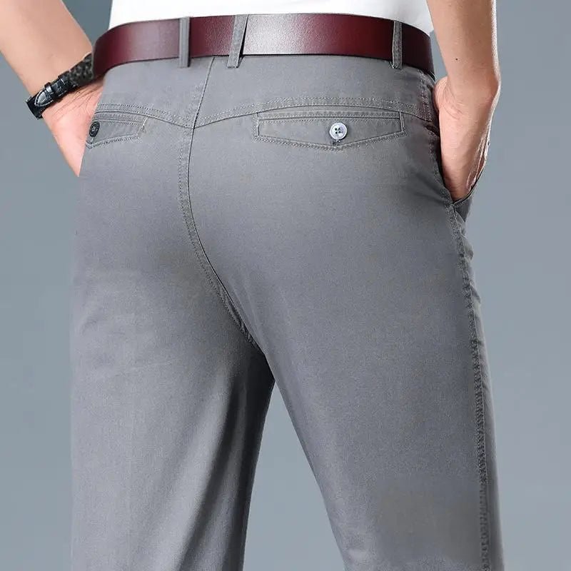 Summer Thin Men's Slim Suit Pants Fashion Business Casual Pants Cotton Green Black Khaki Trousers Male Brand Clothing 29 - 42 - PratSN