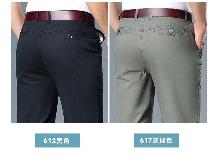 Summer Thin Men's Slim Suit Pants Fashion Business Casual Pants Cotton Green Black Khaki Trousers Male Brand Clothing 29 - 42 - PratSN